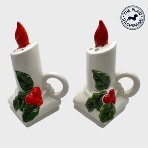 Vintage Ceramic Candlestick Salt and Pepper Shakers